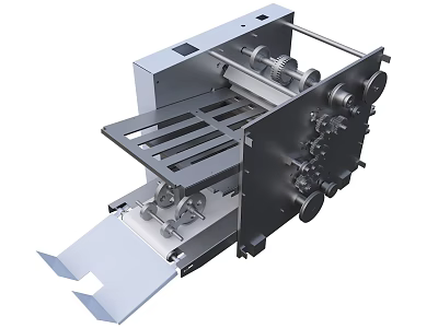 Industrial Processing Equipment With Metal Frame Rollers And Conveyor Section 3d model