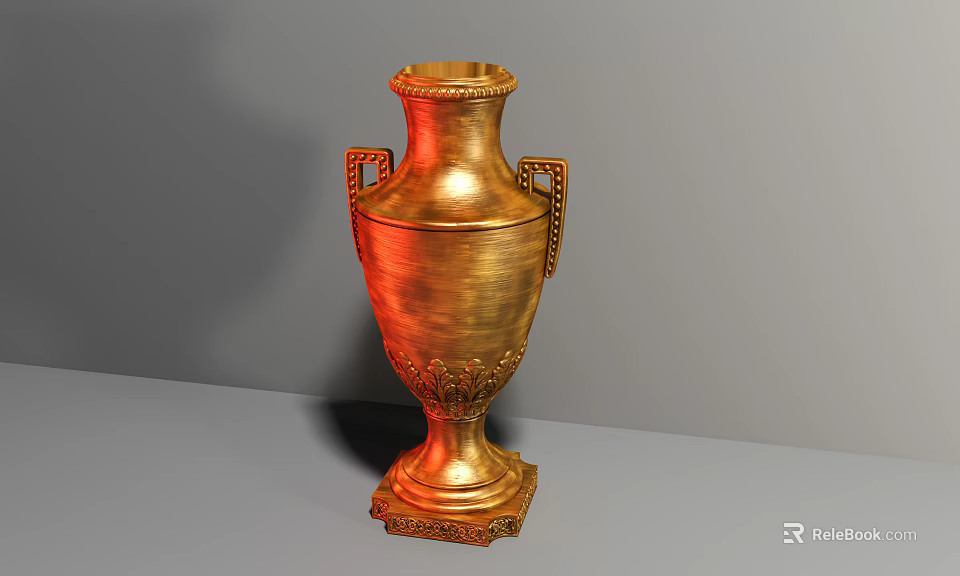 Gold Award Trophy With Decorative Handles And Intricate Base Design 3d model 