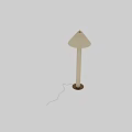 Two Modern Floor Lamps With Fabric Shades And Woven Cylindrical Bases
