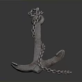 Rusty Metal Anchor with Chain Essential Component for Water Transport Vehicles