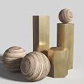 Modern Woven Texture Sphere Sculptures With Gold Pedestals And Minimalist Design