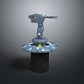 Dark Blue Mechanical Weapon With Cylindrical Base Circular Platform And Extended Arm