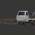 Furniture Set Including Vintage Sofa Coffee Table Cabinet And Tricycle With Purple Flowers