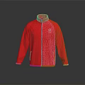 Stylish Red Jacket With Zipper Front White Logo And Sporty Design