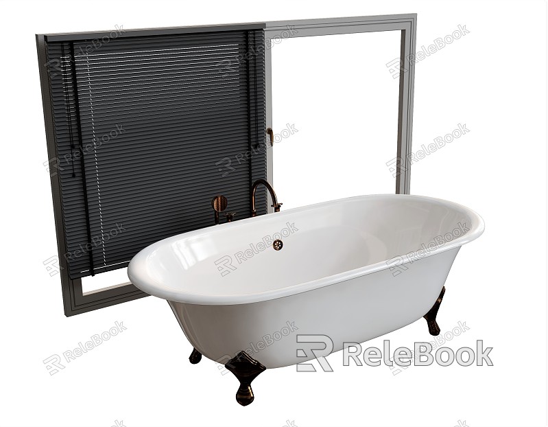 European-style Bathtub White Bathtub Curtain Venetian Blinds model