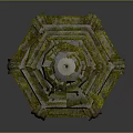 Traditional Japanese Stone Lantern With Multi Tiered Design Green Roof And Carved Panels