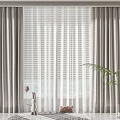 Elegant Gray Curtains With Sheer Layer For Living Room Window Light Filtering Decorative Plants