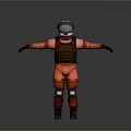 Orange Full Body Spacesuit With Brown Vest Helmet Gloves And Boots