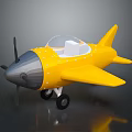 Yellow Single Seat Toy Passenger Plane With Propeller 3D Model Design 3d model