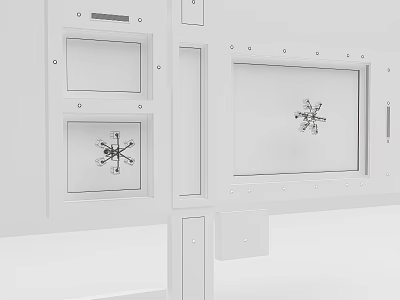 Modern White Ceiling Design With Decorative Snowflake Patterns And Embedded Frames 3d model