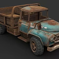 Vintage Rusty Blue Truck Featuring Wooden Cargo Bed And Classic Design