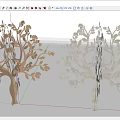 Artistic Decorative Trees With Gold And Silver Branches For Interior Design 3d model