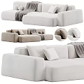 Modern Light Beige Fabric Sectional Sofa With Soft Pillows And Cozy Blanket Design