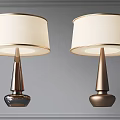 Modern Table Lamps With White Lampshade Gold Trim Transparent Glass And Brown Base