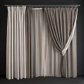 Gray And Beige Curtains With Sheer Layers And Elegant Tieback Design