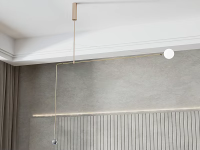 Modern Linear Brass Pendant Light With Spherical Shade For Interior Ceiling Design 3d model