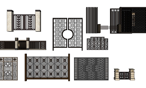 New Chinese Style Door Iron Door 3d model