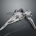 Futuristic Spaceship With Sleek Body Gray White Color Detailed Textures And Orange Accents