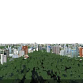 Aerial View Urban Planning With High Rise Buildings Green Areas Blue Sky And White Clouds