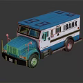 Blue And White Armored Bank Truck With IBANK Logo On Side