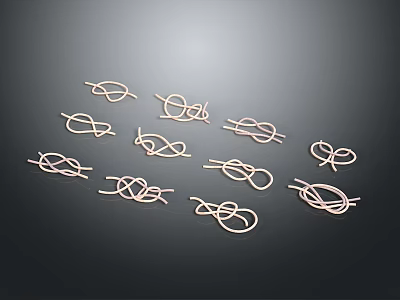 Scattered Metal Paper Clips In Various Shapes On Dark Background Surface 3d model