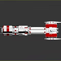 Red and White Modern Watercraft with Streamlined Multi Section Structure and Futuristic Design Elements