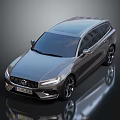 Volvo Silver Station Wagon With Sleek Modern Exterior Design And Reflective Surface