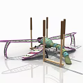 Colorful Dragonfly Shaped Playground Equipment With Climbing Net And Support Poles