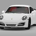 White Porsche Two Door Sports Car With Black Wheels And Red Interior