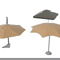 Outdoor Sunshade Umbrellas In Beige And Dark Gray With Sturdy Poles For Garden Use