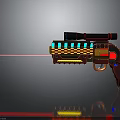 Futuristic Colorful Laser Gun With Scope Red Green Blue Accents And Laser Beam