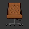 Orange Office Chair with Diamond Tufted Back Wooden Armrests and Swivel Base