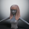 Human Torso Model With Brown Long Hair Bangs And Extended Arms