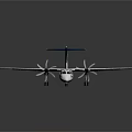 Aerospatiale Twin Propeller Airplane With White Fuselage Blue Tail And Wings On Black Background