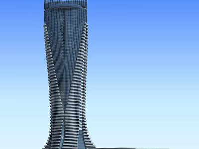 Modern Skyscraper Design With Streamlined Glass Facade And Blue Sky Background 3d model