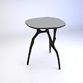 Modern Round Side Table With Light Gray Top And Black Branch Like Legs 3d model
