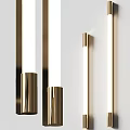 Modern Brass Wall Lights With Long Strip Design Mounted On White Wall 3d model