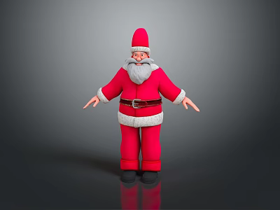 Old Man Dressed as Santa Claus in Red Costume with White Trim and Black Boots 3d model