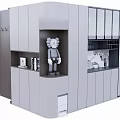Modern Entryway Cabinet Side Cabinet With Display Shelves Storage Space Gray Finish