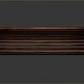 Classic Rich Brown Wooden Bench With Green Metal Armrests And Smooth Slats