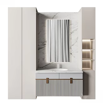 modern sink bathroom cabinet 3d model