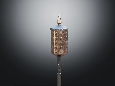 Ancient Metal Weapon With Pointed Top Cylindrical Body Decorative Raised Dots Long Pole 3d model