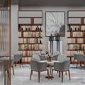 Coffee shop rest area cold drink shop milk tea shop dessert shop front desk image wall bookshelf leisure seat 3d model