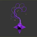 Purple Mythical Creature With Curved Lines Stretching Upward Yellow Accents And Star Shaped Base