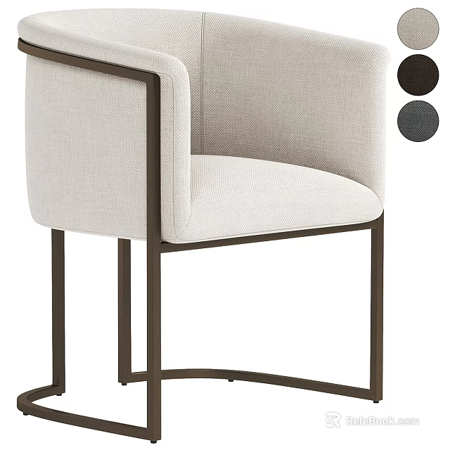 Modern Beige Accent Chair With Metal Frame And Multiple Color Options 3d model 