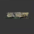 Natural Rock Scene Component With Textured Surface Green Vegetation And Mossy Base
