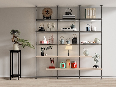 New Chinese-style Ornaments Combination Bookshelf 3d model