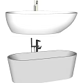 Sleek White Freestanding Oval Bathtub With Modern Black Faucet Design