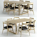 Modern Dining Table and Chair Combination Solid Wood Dining Table and Chair 3d model