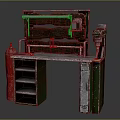 Industrial Style Functional Desk With Metal Frame Multiple Shelves And Drawer Storage Design